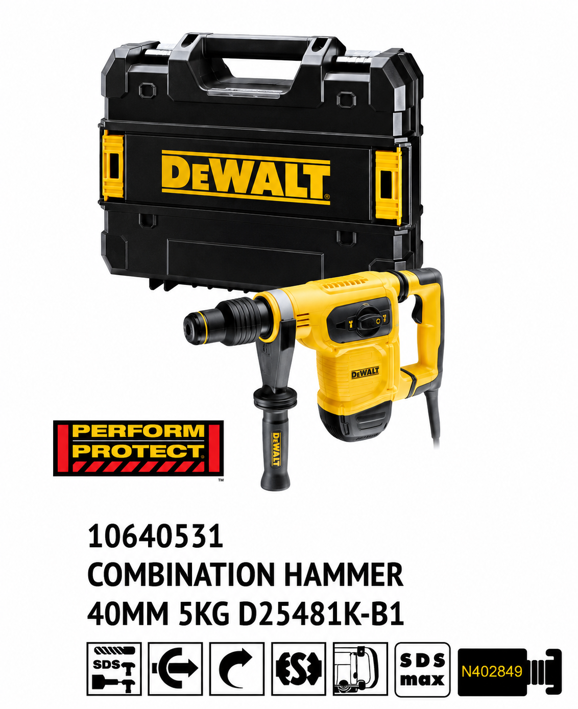 DEWALT D25481K-B1 SDS-MAX Combination Hammer 40mm 5Kg - Image 3