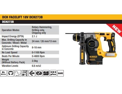 DEWALT -CORDLESS ROTARY HAMMER 20V DCH FACELIFT - DCH273B - Image 3