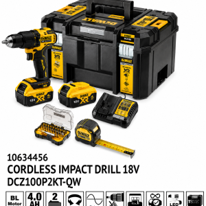 DEWALT DCZ100P2KT-QW 18V XR Brushless Hammer Drill Driver Kit