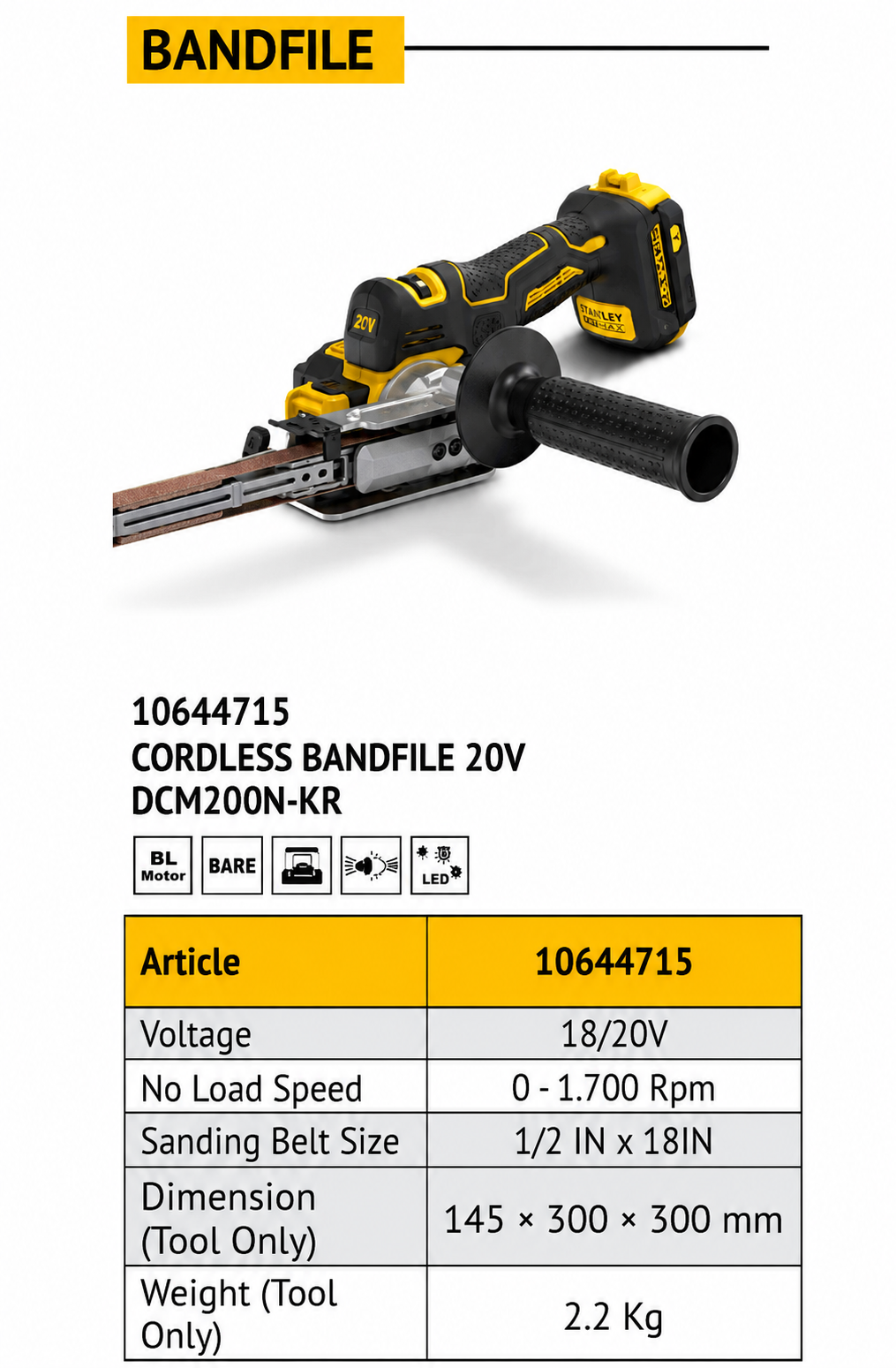 DEWALT Cordless Bandfile 20V DCM200N-KR - Image 3