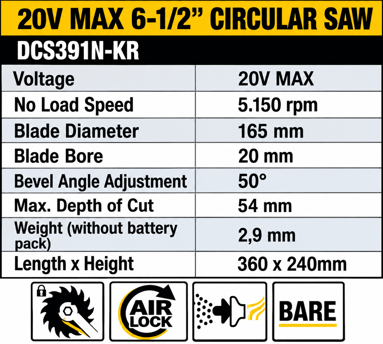 DEWALT DCS391N-KR Cordless Circular Saw 20V MAX 6-1/2" - Image 3