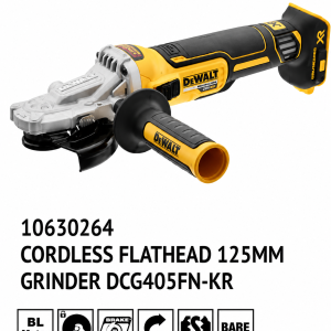 DEWALT DCG405FN-KR Cordless Flathead Grinder 125 mm 20V MAX (Bare Unit)