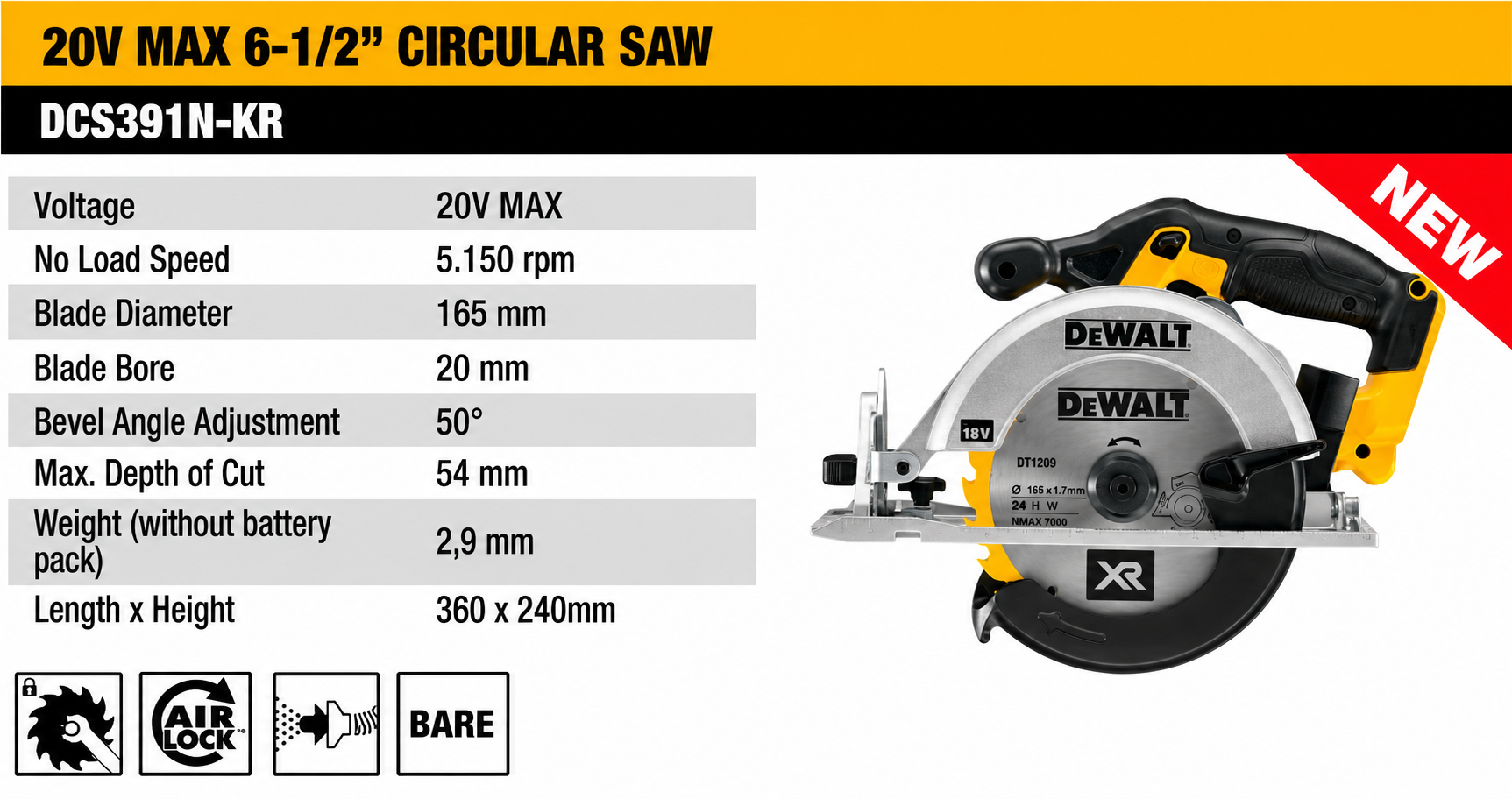 DEWALT DCS391N-KR Cordless Circular Saw 20V MAX 6-1/2" - Image 2