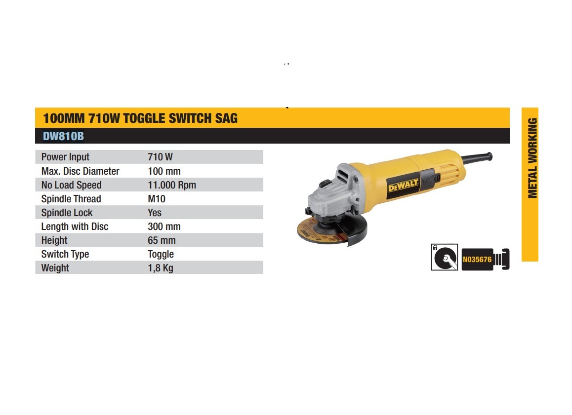 DEWALT DW810B-B1 Angle Grinder 4" (100 mm) 710W - Image 2