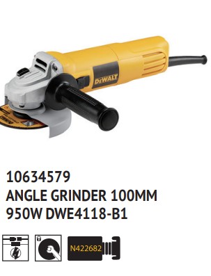 DEWALT DWE4118-B1 Variable Speed Angle Grinder 4" (100 mm) 950W